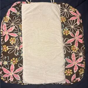 Ah Goo Baby Plush Pad Changing Pad with Pink Floral Trim